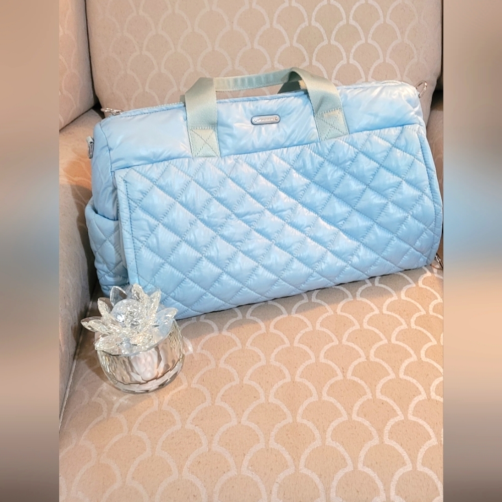Micheal KORS Quilted Light Blue Travel Bag 19 In.  Length and 14 In Deep.